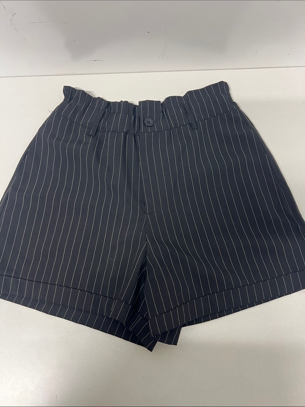 Jade by Melody Tam Pin Striped High Waisted Shorts Black/White Small